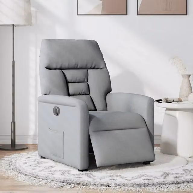 Poltrona | Sedia Relax Elettrica Reclinabile Grigio Chiaro in Tessuto