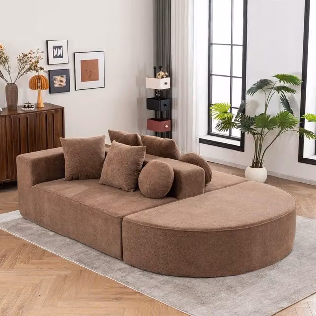 Divano Imbottito Moderne ¨C Minimal ¨C Tessuto Chenille, Senza Montaggio
