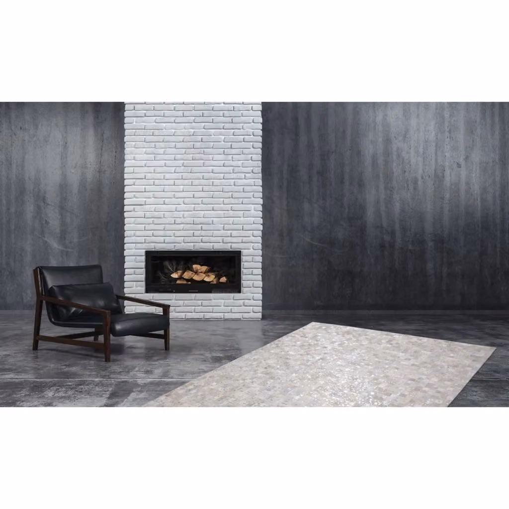 Tappeto Rocket 110 Kendra Home in pelle patchwork grigio e argento, rettangolare e annodato a mano – 2