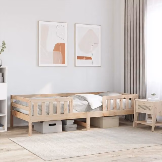 Struttura Letto Design Mania in Legno Massello di Pino Naturale con Doghe Rigide, L 75 x P 195,5 x H 80,5 cm – 1