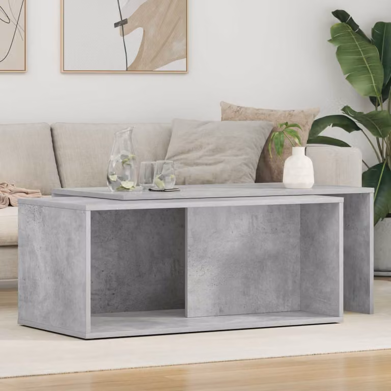 Set di 2 tavolini da caffè moderni vidaXL in grigio, forma rettangolare, L/P/H: 90 x 48 x 40 cm