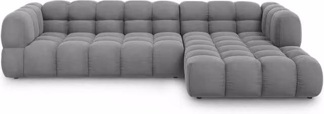 Divano angolare modulare Sky Cosmopolitan Design a 4 posti in velluto grigio, configurazione destra, L 300 x P 174 x H 75 cm