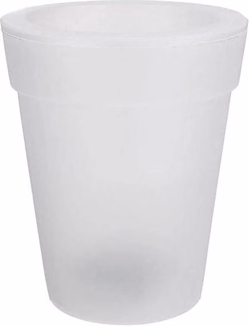 Vaso da giardino cilindrico in plastica bianca con illuminazione LED solare e luce calda per esterno