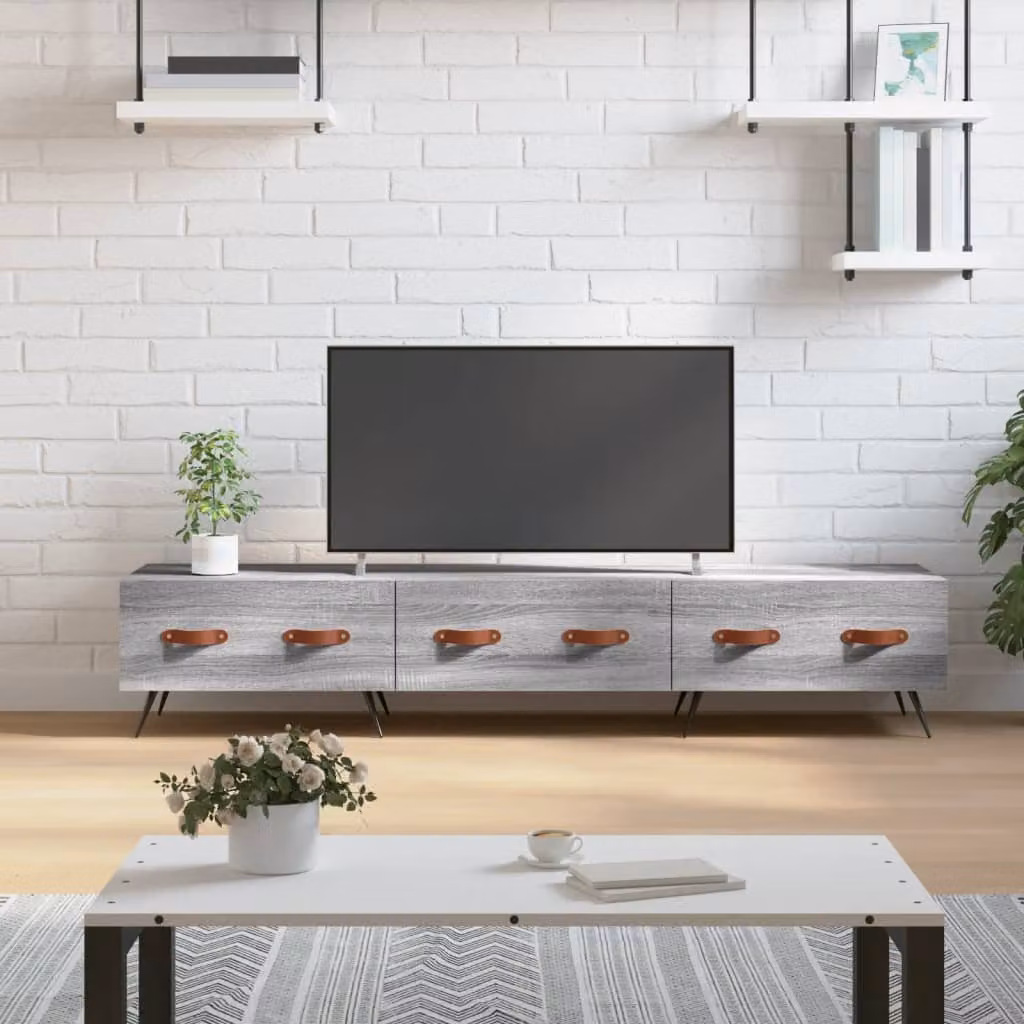 Mobile Porta TV vidaXL in Legno Multistrato e Metallo, Grigio Sonoma, L 150 x P 36 x H 30 cm