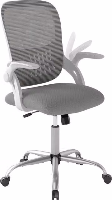 Sedia da ufficio ergonomica DESIGN IN grigia con schienale in rete traspirante, braccioli e ruote girevoli per casa e ufficio