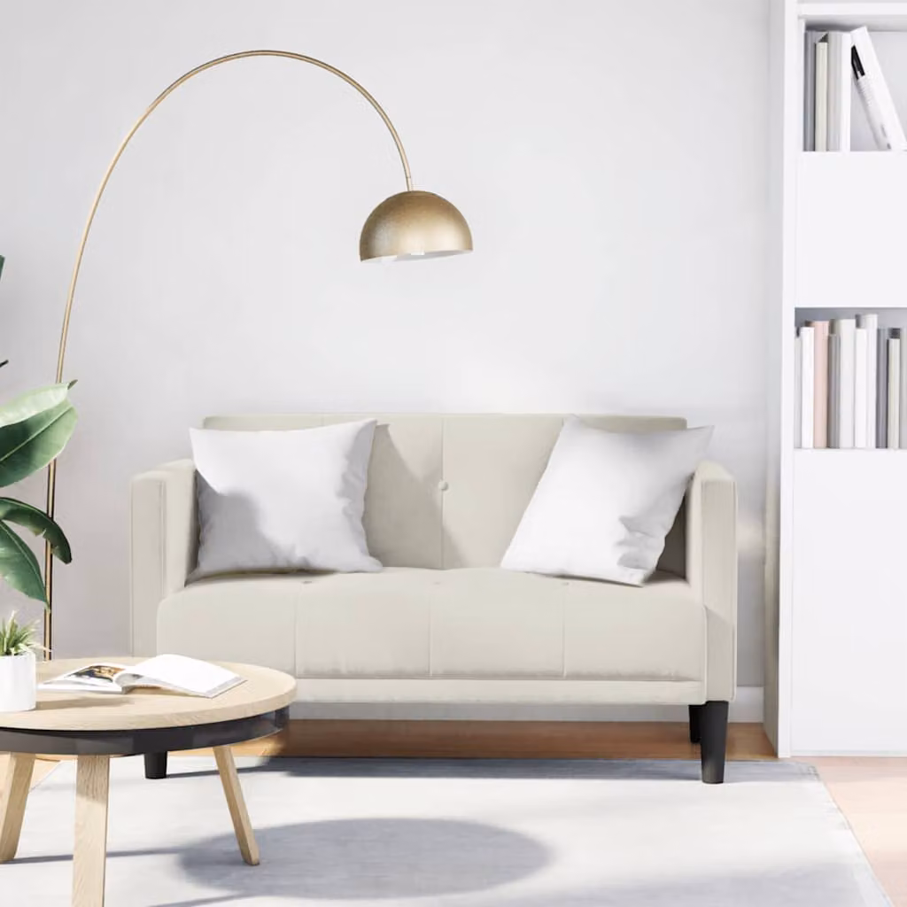 Divanetto moderno vidaXL in velluto color beige, L: 111 cm, P: 67 cm, H: 74,5 cm