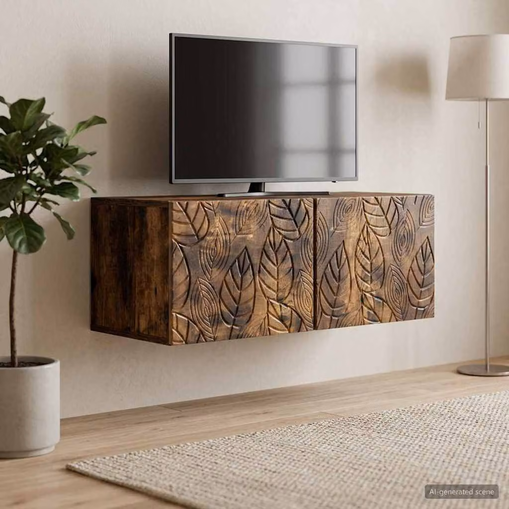 vidaXL Mobile Porta TV da Muro in Legno Rovere Fumo Marrone L: 59,5 cm, P: 31 cm, H: 30 cm