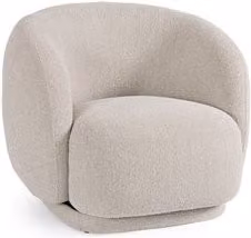 Poltrona girevole BRITTANY Bizzotto in tessuto bouclé beige con braccioli e design moderno lounge