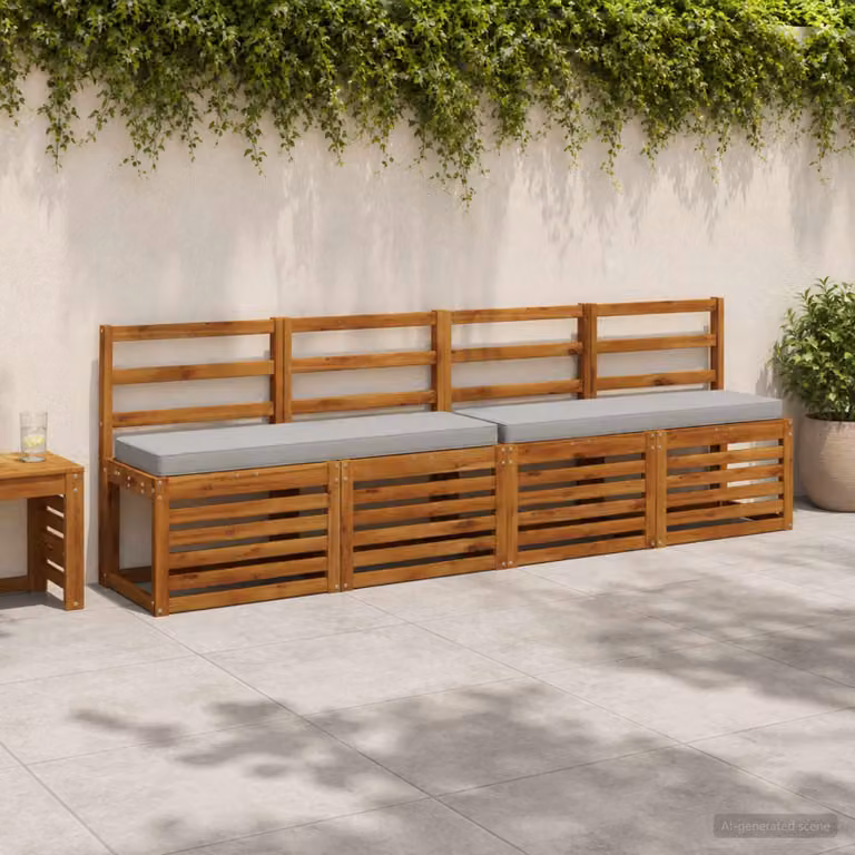 Set di 2 cuscini per panchina vidaXL VUGHT in poliestere grigi con rivestimento rimovibile e resistente ai raggi UV