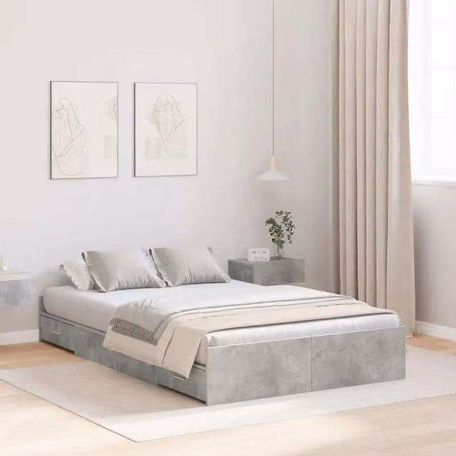Struttura letto con contenitore-Giroletto con contenitore Grigio cemento 120 x 200 cm