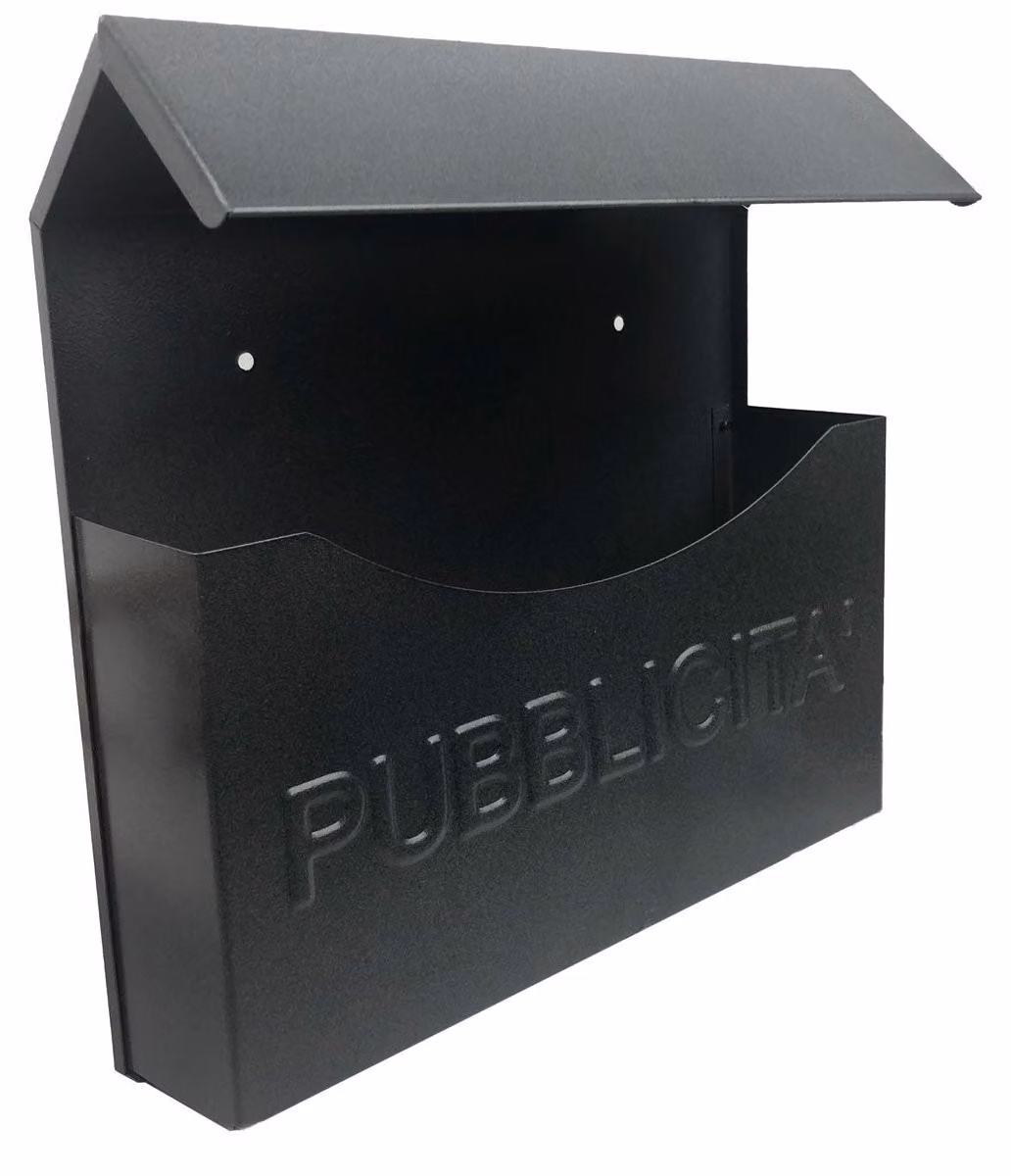 Cassetta Pubblicità 32x13x32 cm Artigian con Pensilina in Ferro Nero