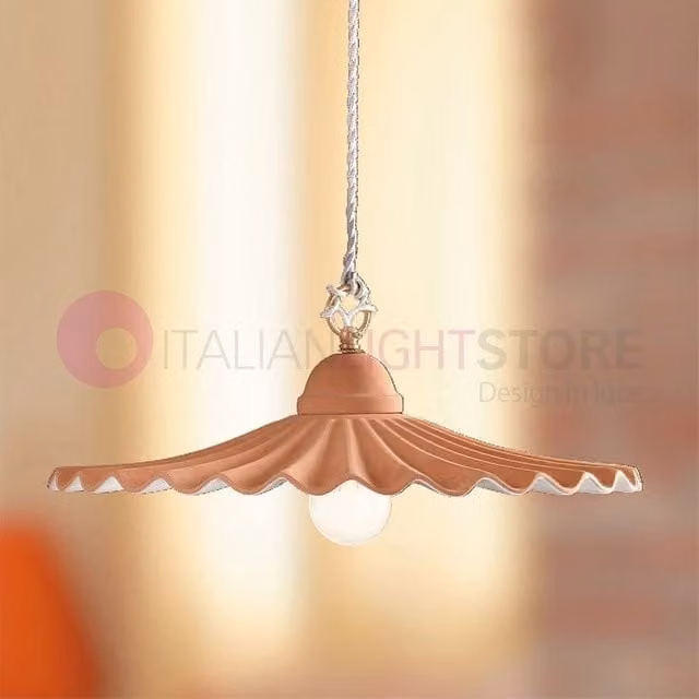 Lampadario a sospensione CORTONA di Ceramiche Borso in ceramica e ottone, stile rustico, disponibile in bianco, marrone o oro/ottone – 1