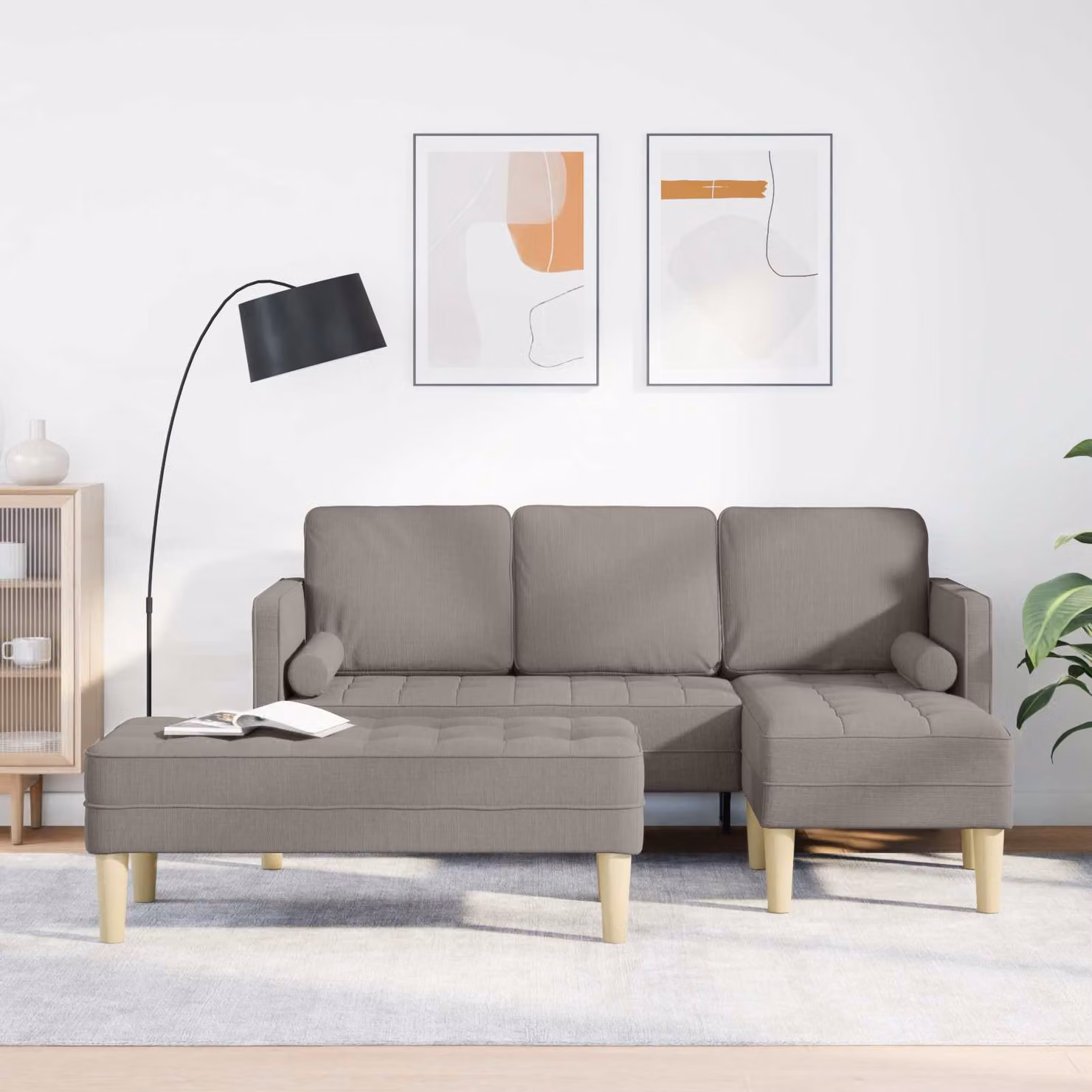 Set di divani 2 pz vidaXL Talpa in tessuto reversibile a forma di L per soggiorno, beige o grigio