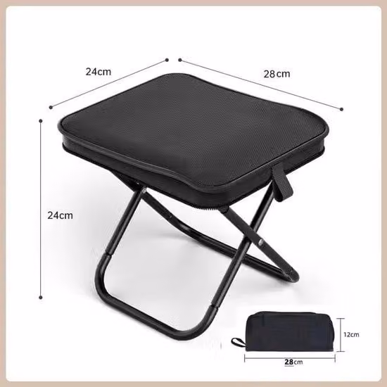 Sedia da campeggio portatile, multifunzionale, pieghevole, compatta, nera