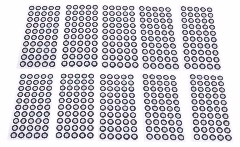 Marcatori per scansione 3D, 500 pezzi, alta riflettività, diametro interno 6 mm, diametro esterno 10 mm
