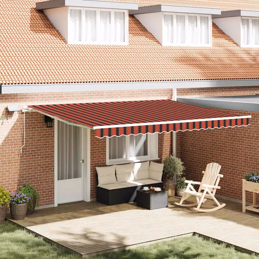 Tenda retrattile vidaXL in poliestere e alluminio, arancione e marrone, L: 450 cm x P: 350 cm