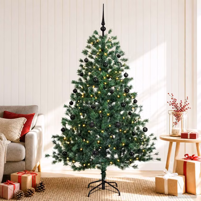 vidaXL Albero di Natale artificiale con palline 150 cm 150 LED