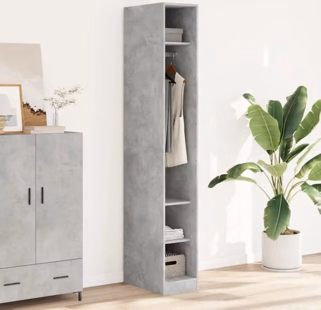 Armadio vidaXL Grigio con Ante a Battente in Legno e Finitura Opaca L: 30 cm, P: 50 cm, H: 200 cm