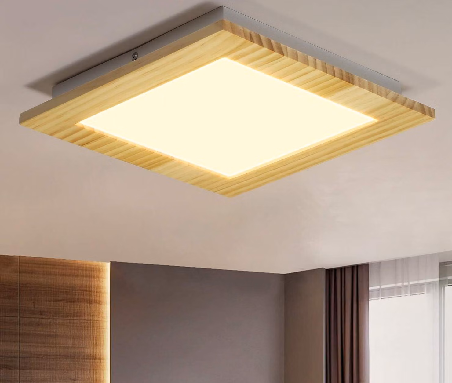 ZMH LED plafoniera lampada da soffitto soggiorno legno piatto camera da letto pannello corridoio illuminazione interna angolare 3000K bianco caldo