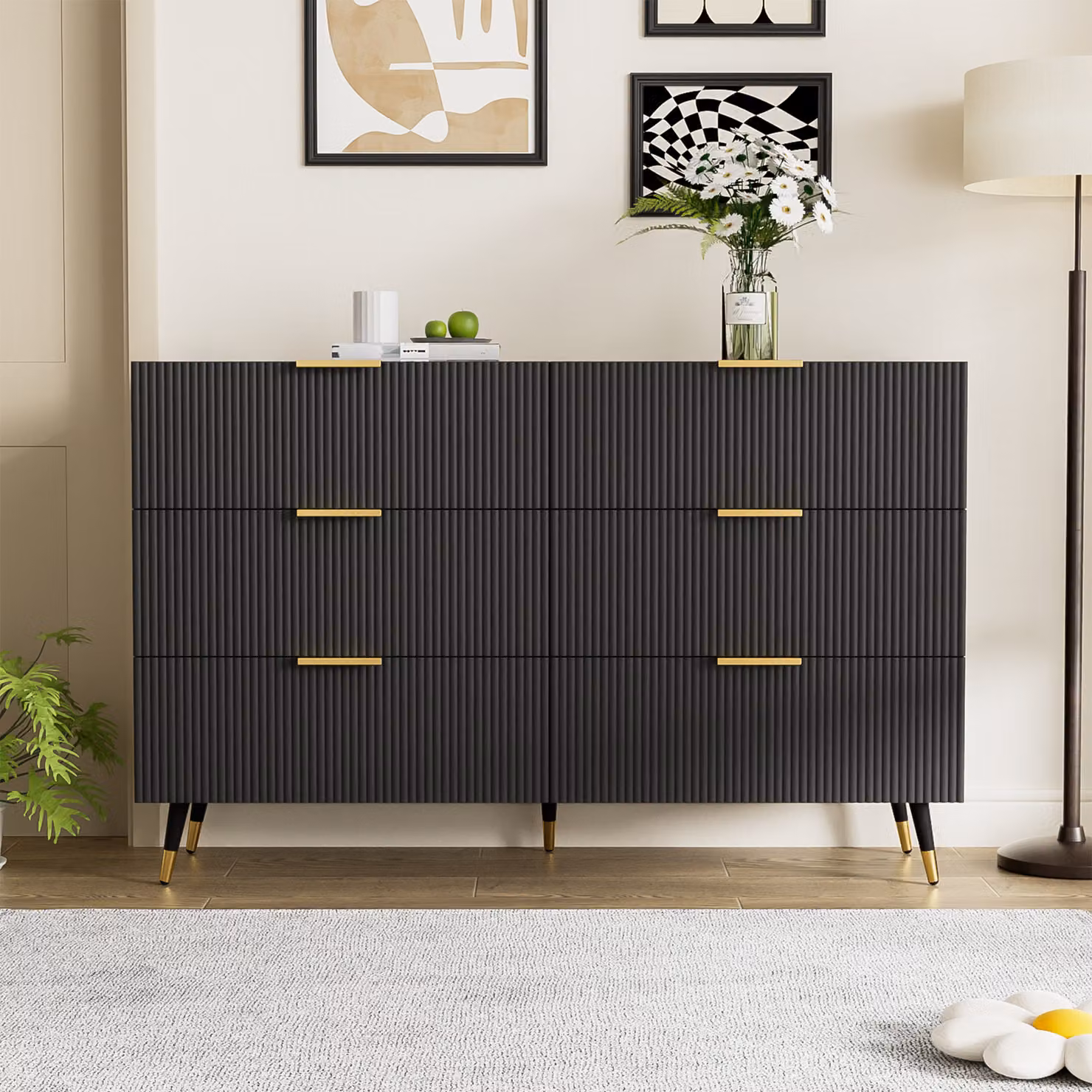 Sweiko Elegante credenza dal design moderno, con cassettiera e ampio spazio di archiviazione