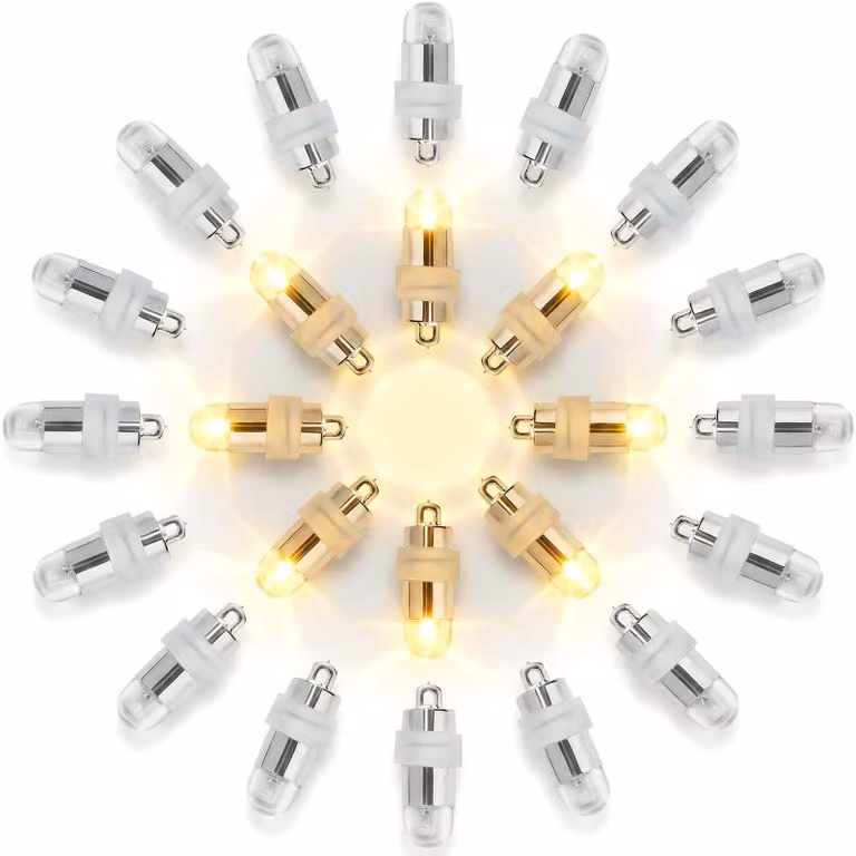24 mini luci a LED a forma di palloncino, luce bianco caldo, impermeabili, adatte per lanterne