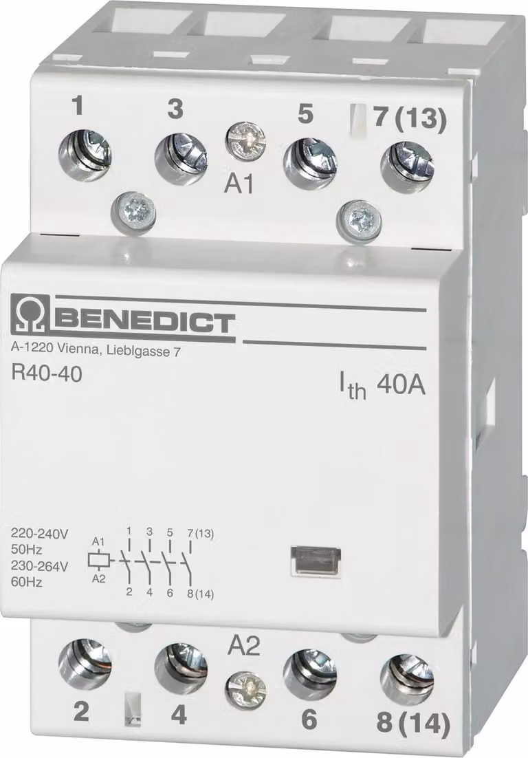 Contattore di installazione Benedict, 40 A, 220-240 V 50 Hz, 230-264 V 60 Hz, 1 pz.