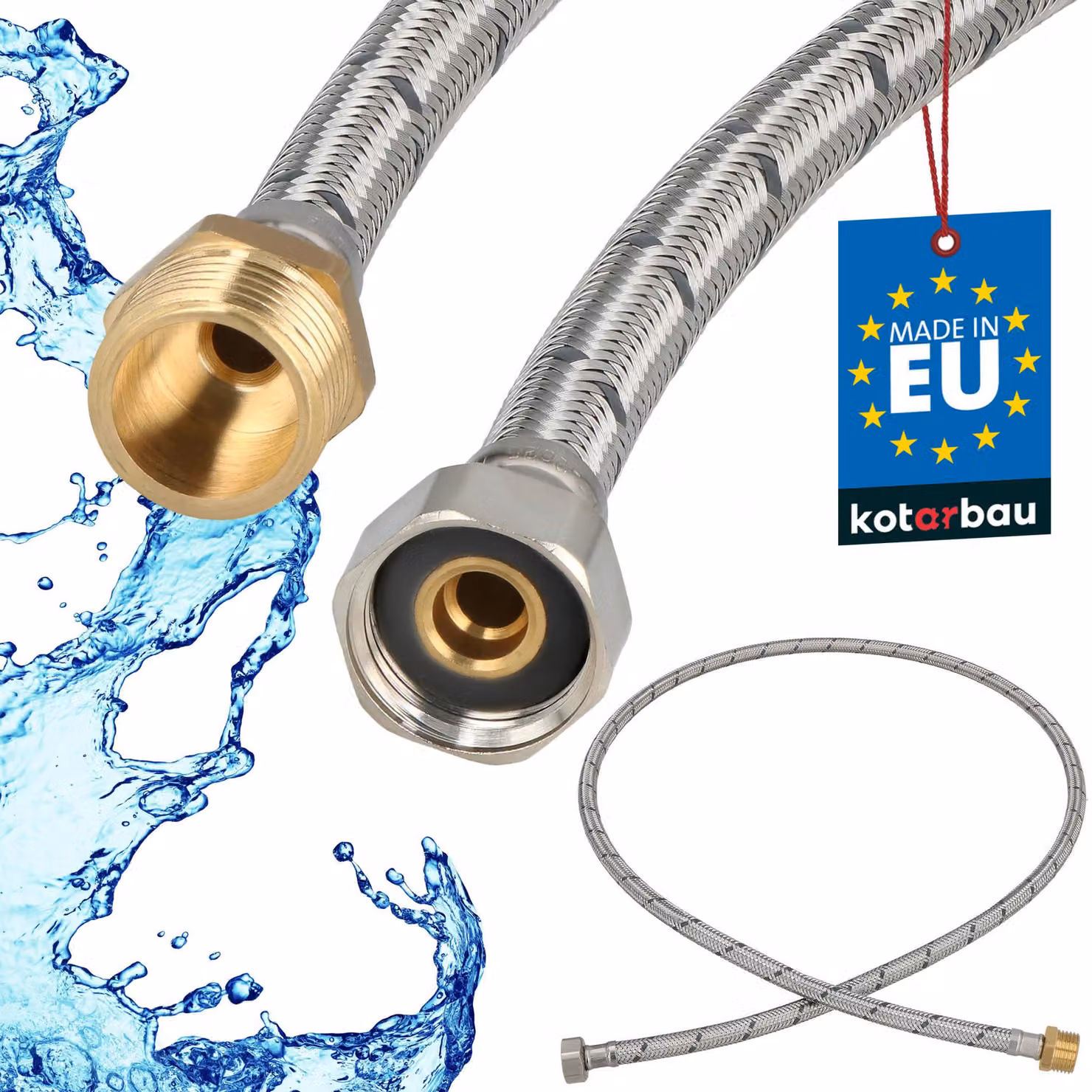 KOTARBAU® Tubo Flessibile per Rubinetto 1/2" x 1/2" Rinforzato 140cm Tubo Flessibile Rubinetto Cucina Maschio x Femmina Acciaio Inox