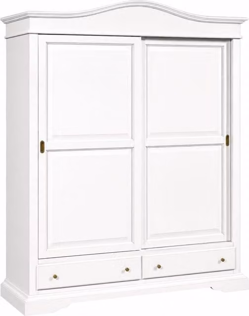 Armadio classico con 2 porte scorrevoli Mobili 2G in legno bianco L/P/H: 180 x 67 x 225 cm – 1