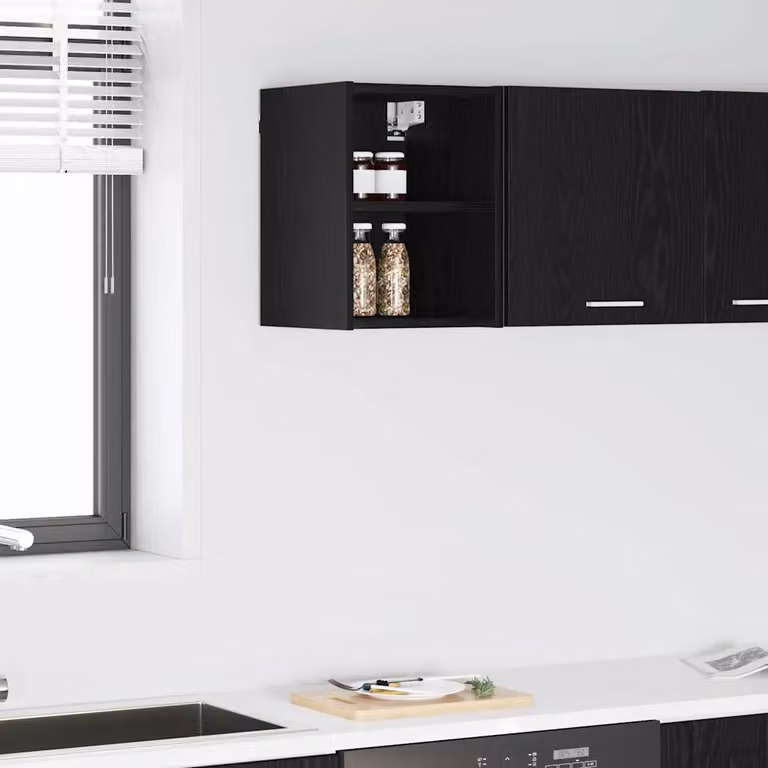 Armadio pensile da cucina moderno vidaXL in MDF nero con ante a battente L/P/H: 30 x 29,5 x 40 cm