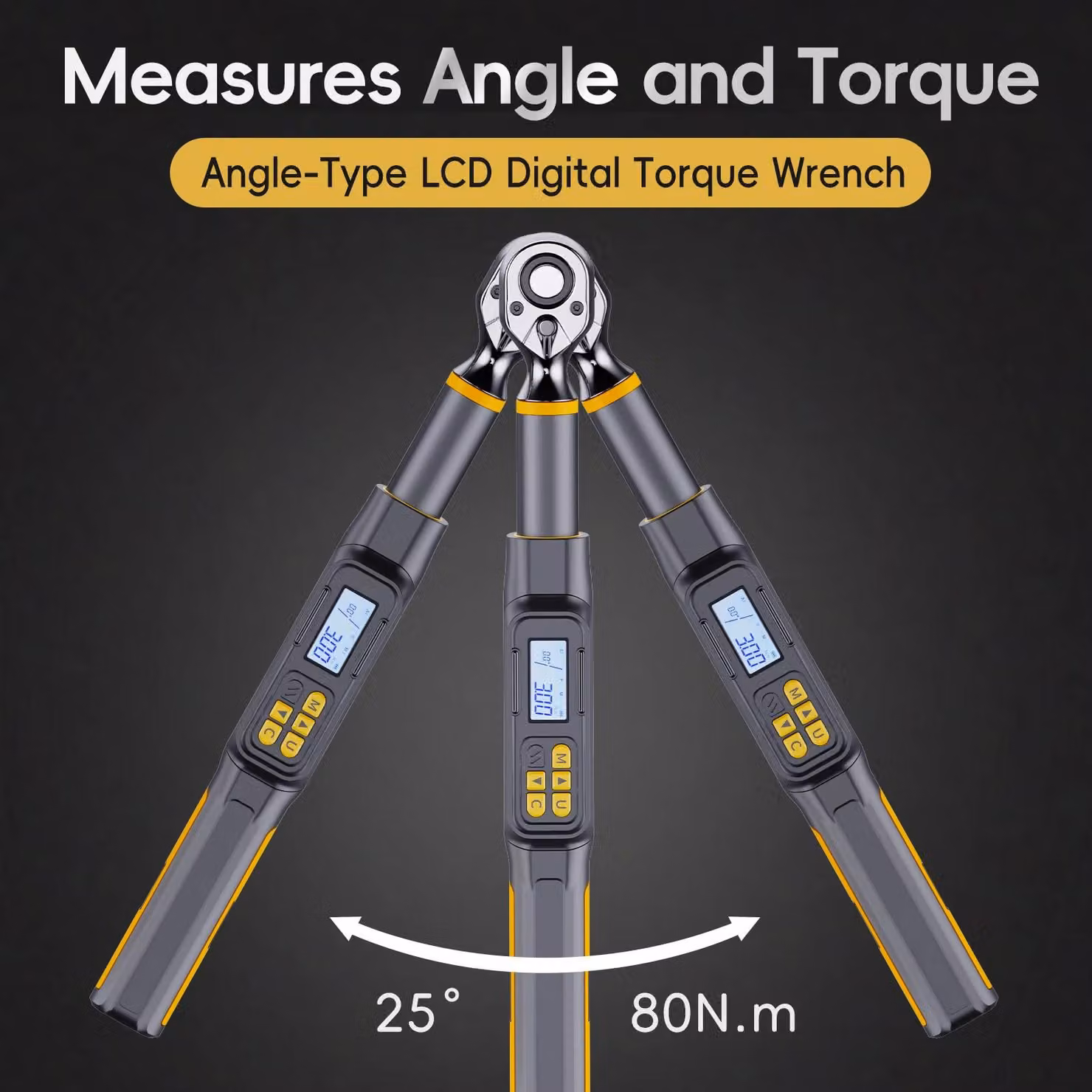 Chiave dinamometrica digitale - Modello M001 - Coppia: 6,8–135 Nm - Misurazione dell'angolo: 0,1° - Attacco quadrato: 0,95/1,27 cm - Adatta per auto e motociclette