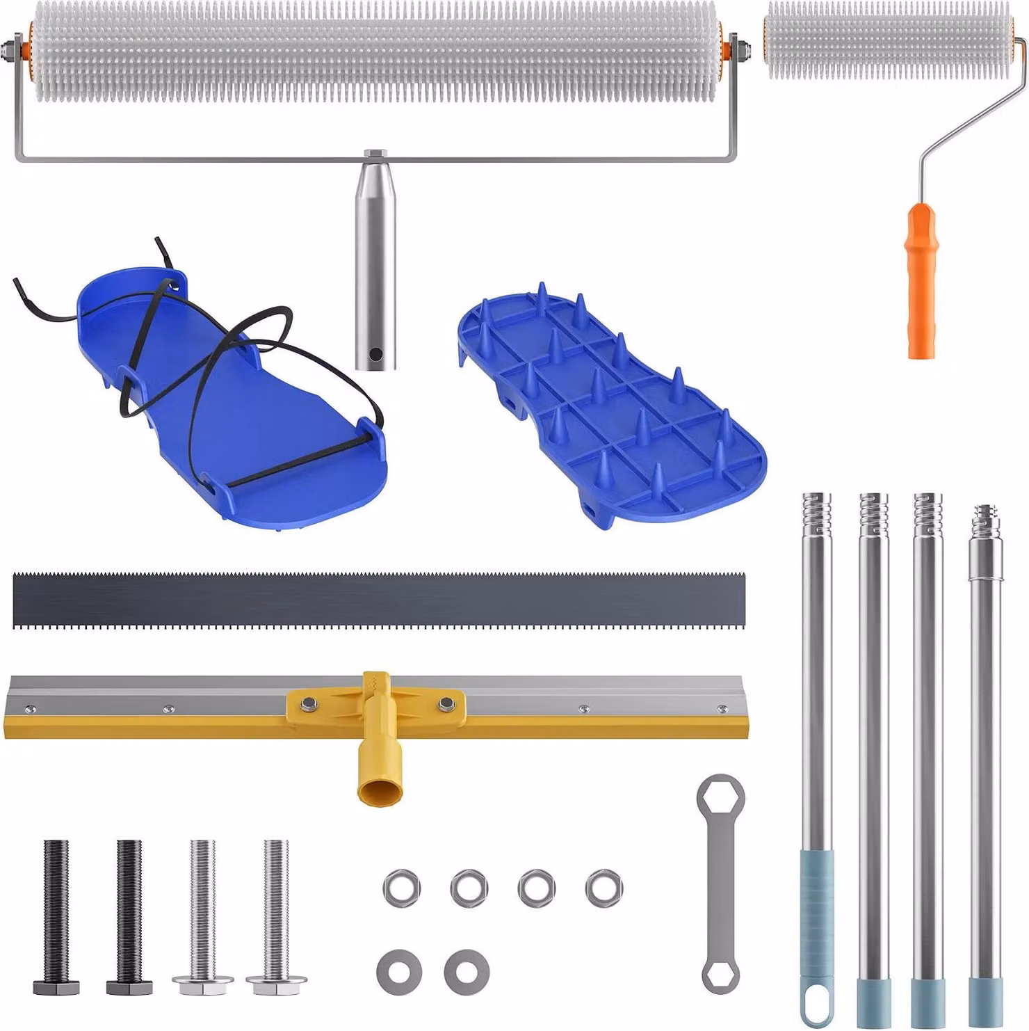 Set di utensili per cemento autolivellante - Livellamento pavimenti - Per calcestruzzo e stucco fluido - Set di utensili manuali - Costruzione pavimenti - Blu