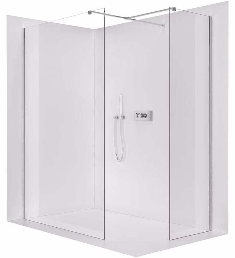 Pannello doccia angolare Walk-in Onyx T L/P - 8 mm - profilo quadrato - cromato, vetro trasparente - 90x90x200 cm