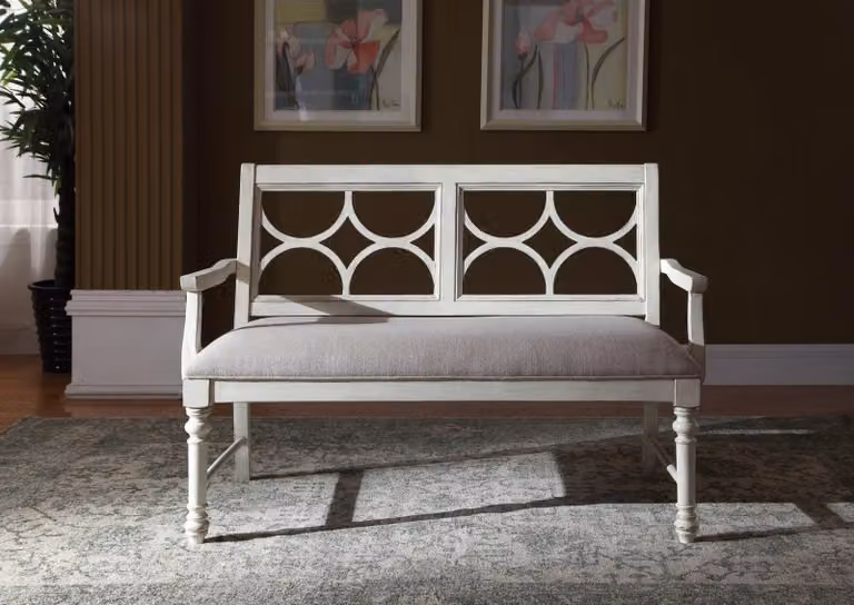Hocker Bank Original Textil Echte Handarbeit Massiv Holz Bänke Möbel Sitzbänke