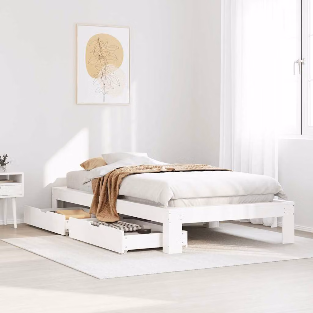 Giroletto senza materasso vidaXL in legno massello di pino bianco L 190 x P 75 x H 32 cm