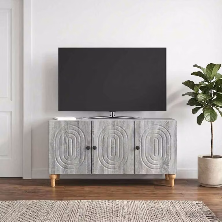 Mobile TV vidaXL moderno in legno e metallo Grigio, L 99 x P 34,5 x H 50 cm