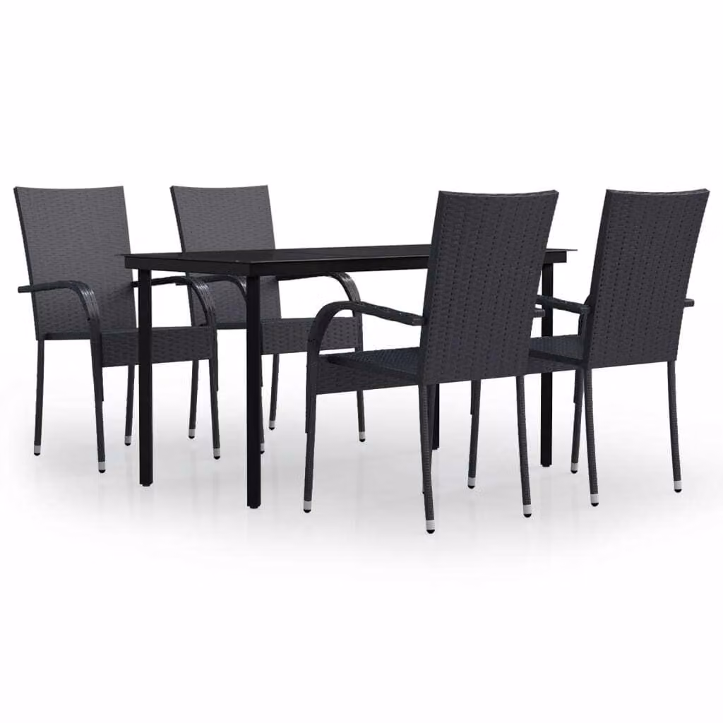 Set Mobili da Pranzo per Giardino 5 pz Nero