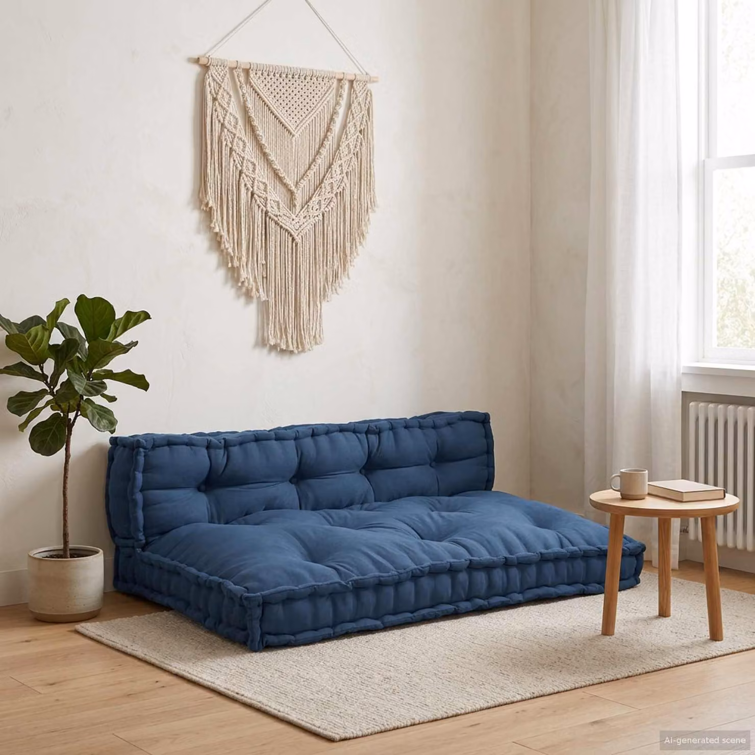 Set di 2 cuscini per divano pallet vidaXL in tessuto blu, L 120 x P 80 x H 38 cm