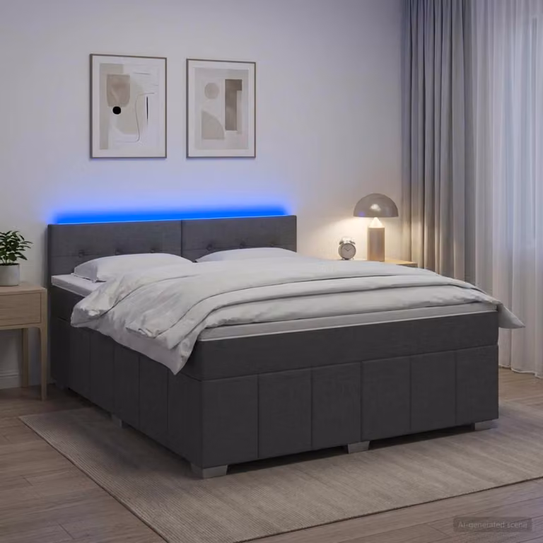 Maison Exclusive - Letto boxspring con materasso grigio scuro 140 x 190 cm Tessuto