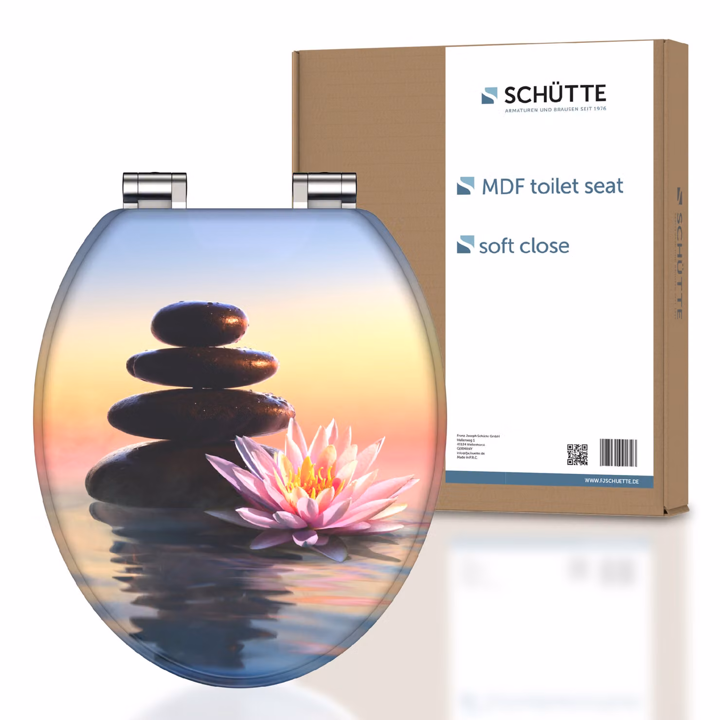 Sedile per WC SCHÜTTE MDF SUNSET DREAM, coperchio per WC con chiusura morbida, sedile per WC con anima in legno, coperchio per WC