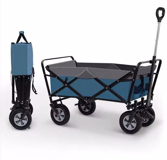 Carrello da giardino - Carrello da giardino - Bolder - Trasporto - Spiaggia - Spesa - Ad alte prestazioni - Profilo piatto e per recinzioni - Per giardino, cortile e magazzino - Impugnatura ergonomica - 100 L - Ruote girevoli a 360° - Portata 80 kg - Blu