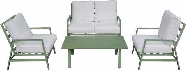 Set di mobili da giardino in metallo "Queens" - 4 posti - Verde