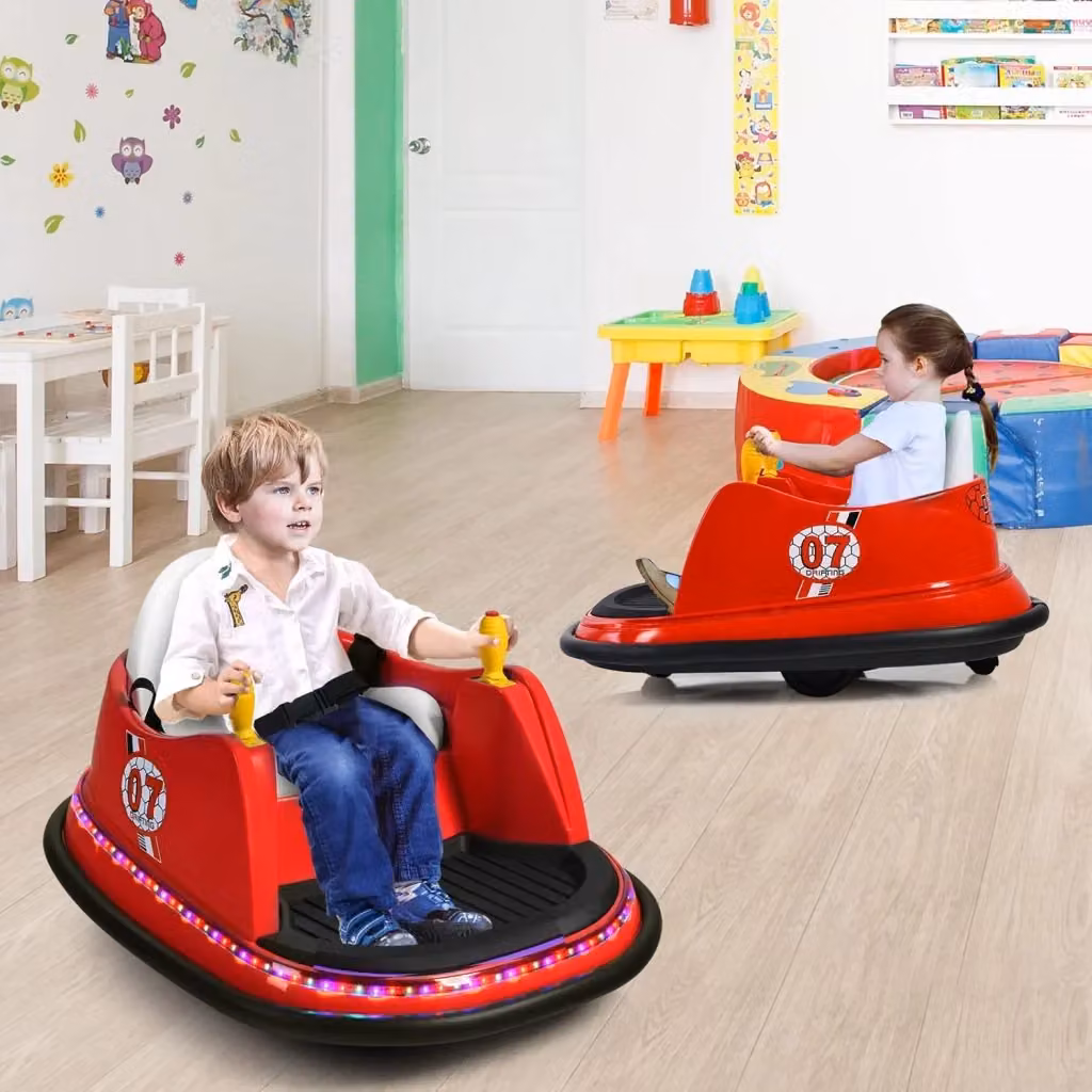 Macchina Elettrica Costway per Bambini con Design Autoscontro, Girevole a 360°, Luci, Musica e Telecomando, Colore Rosso – 2