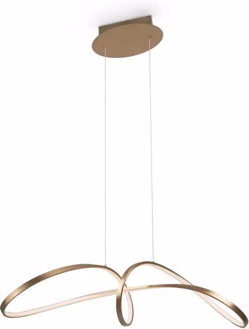 Lampadario A Sospensione Moderno Curve Alluminio Oro 1 Luce Led 42W