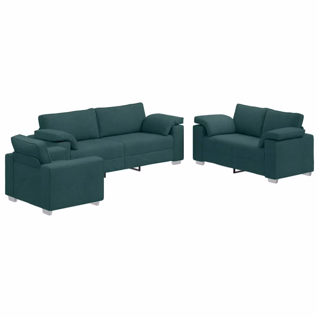 Set di divano moderno vidaXL da 3 pezzi verde con struttura mista e rivestimento in tessuto – 2