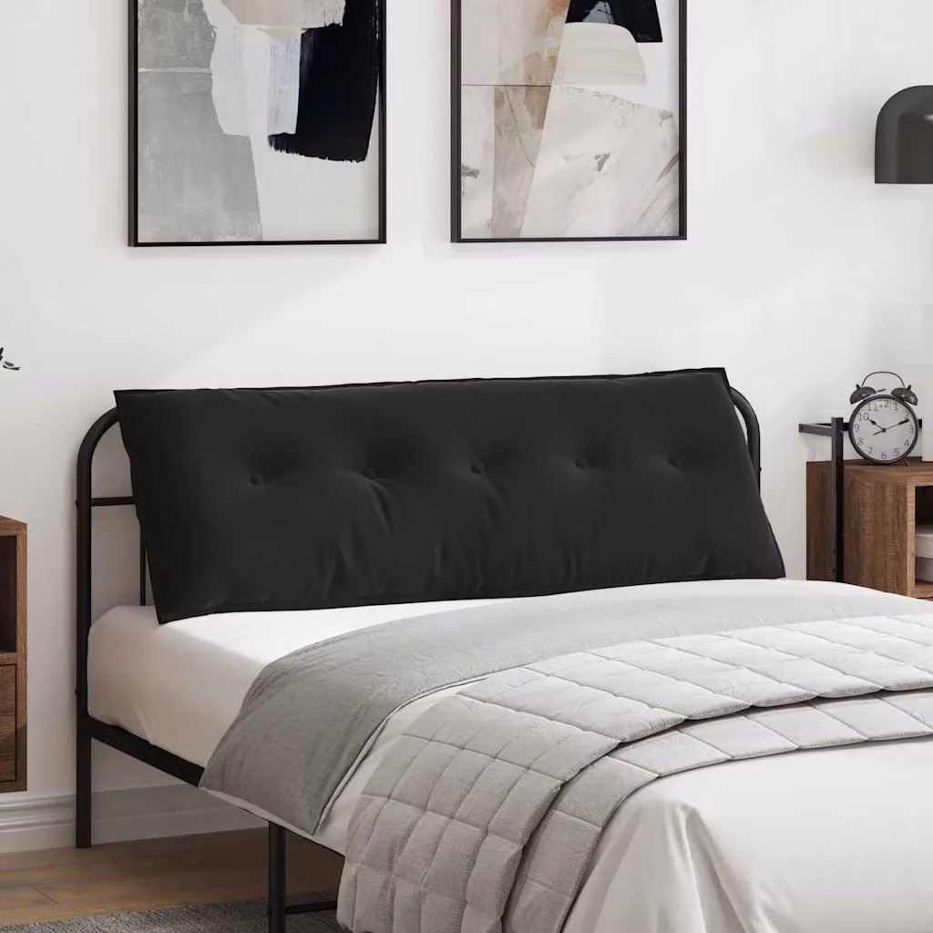 vidaXL Cuscino per Schiena Nero in Tessuto di Velluto a Costine L: 140 cm, P: 50 cm