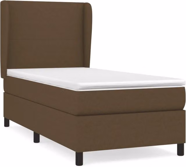 Letto singolo | Letto per adulti | Giroletto a Molle con Materasso Marrone Scuro 80x200 cm Tessuto