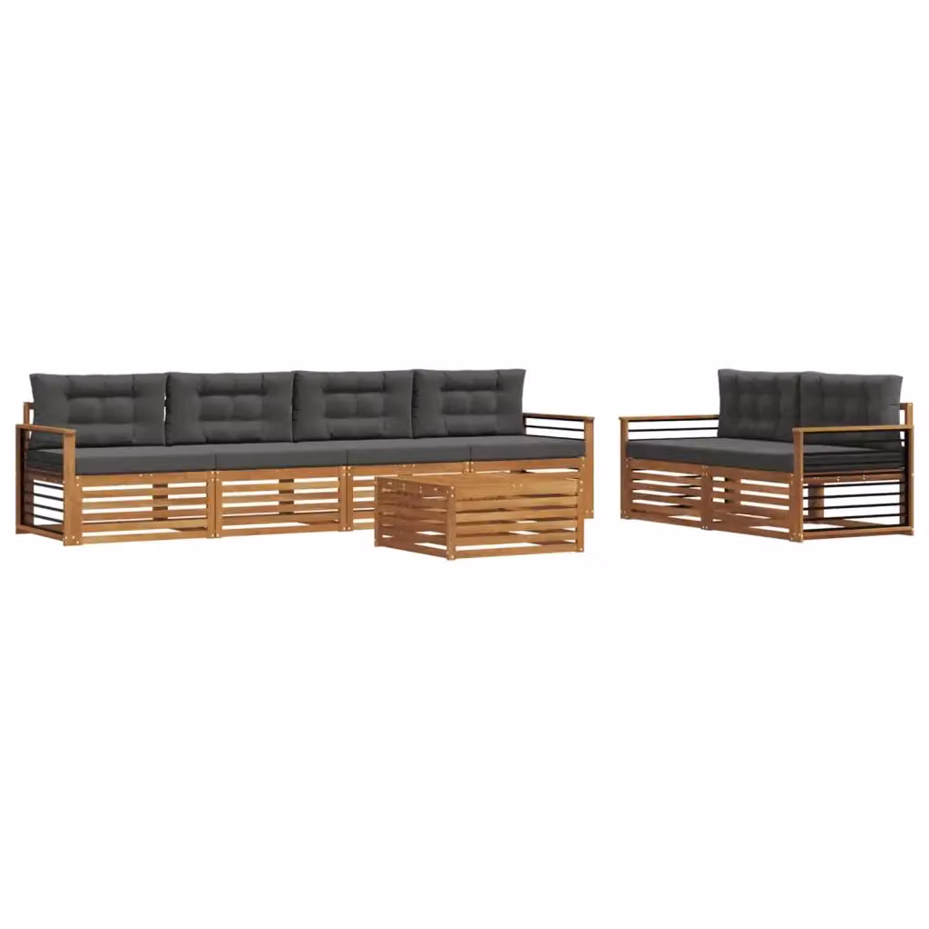 Set di divani da esterno a L vidaXL in legno di acacia con cuscini, beige e antracite – 2