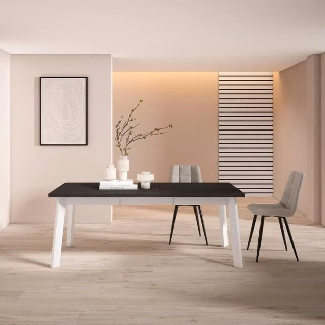 Tavolo da Pranzo, 194x90x74cm, Per 10 persone, Gambe in legno, Nero RF2920