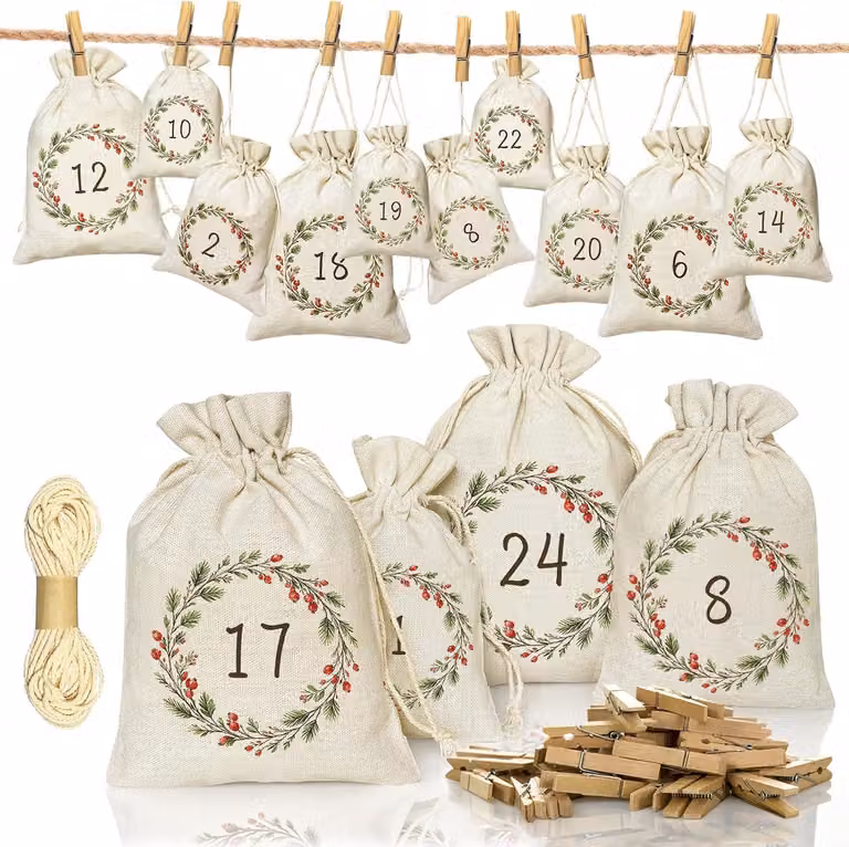Calendario dell'Avvento da riempire - 24 elementi - Calendario di Natale 2026 - Da riempire personalmente - Grande - Decorazione natalizia