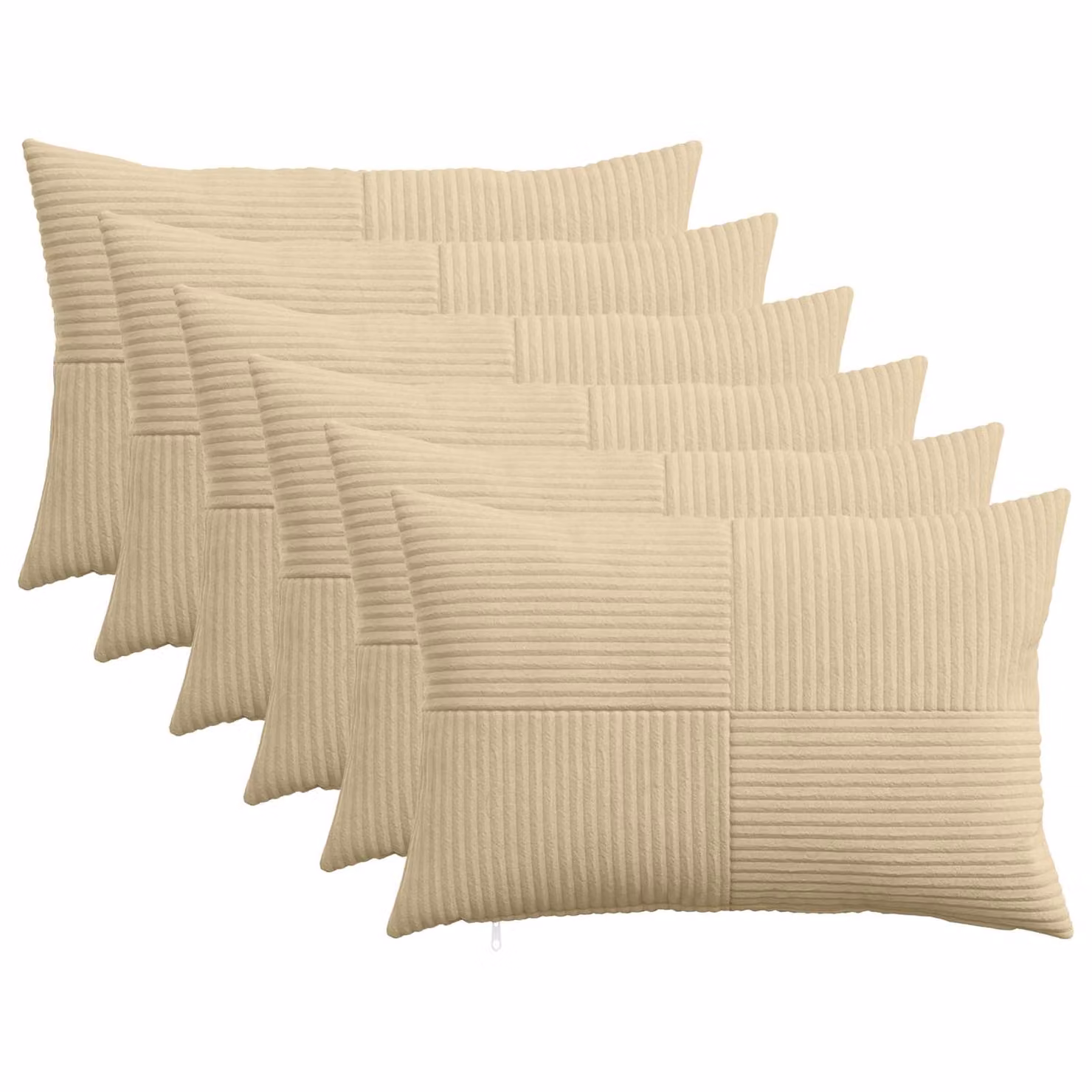 Set di 6 federe vidaXL ALMELO in velluto a coste, Grigio Verde, 50 x 75 cm